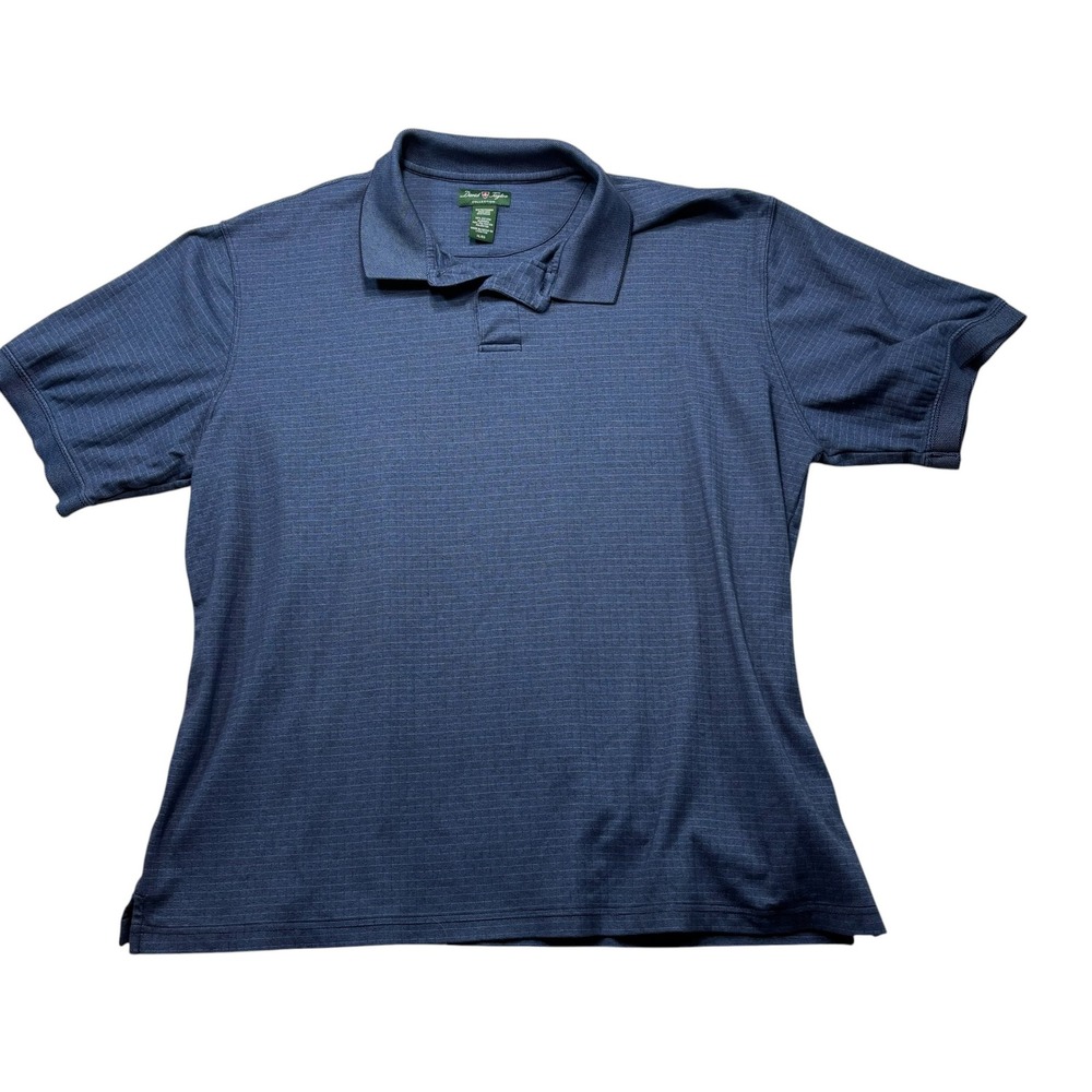 David Taylor‎  XL Blue Space Dye Polo Shirt Short Sleeve Textured Knit Top #1117